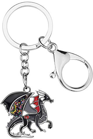 BONSNY Alliage d'émail Nouveauté Animaux Fantastiques Dragon Dinosaure Porte-clés Bijoux pour Femmes Cadeaux Voiture Sac à main Accessoires clés Charms