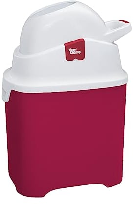 DIAPER CHAMP ONE Windeleimer - geruchsdicht - OHNE Nachfüllkassetten - funktioniert mit normalen herkömmlichen Tüten, Müllbeutel - für ca. 30 Windeln - cherry, weiß