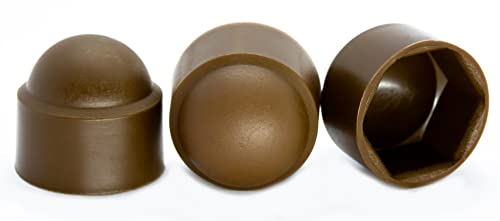 Lot de 20 caches de protection en plastique pour écrous et boulons M8 (clé de 13 mm) Marron