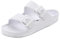 VICT POPU Pantoletten Damen mit Fussbett Sandalen Flach Rutschfest Sommer Badelatschen Lässig EVA Slides Erwachsene Schlappen Weiß 39