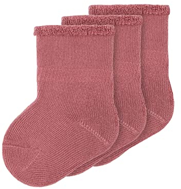 NAME IT Baby Girls NBFTANNIE 3P Terry FROTTÉ Socken, Deco Rose, 74/80