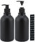 Segbeauty Dispensador Jabon Baño Negro Mate, 500ml 2 Piezas Recargable Botella de Loción Líquido de Plástico de Bomba con Etiqueta, para Champú Jabón Corporal Acondicionador Detergente-Boquilla Plana