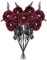 NatureMan Confezione da 10 rose artificiali nere per Halloween, con bulbi oculari, in finta seta, per feste di Halloween, decorazione per la casa e matrimoni (rosso) 41 cm