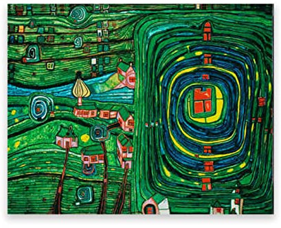 IKYE Friedensreich Hundertwasser Berühmte Gemälde auf Leinwand. (Those Who Cry) Reproduktion auf Leinwand, Wandkunst, Bilder für Heimdekoration. 30 x 39 cm (11,8 x 15,3 Zoll) rahmenlos