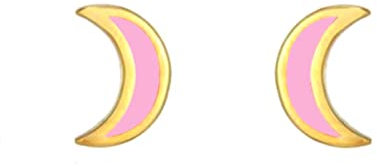 Daesar Ohrringe Damen Silber 925, Ohrstecker Mond mit Rosa Emaille Modeschmuck Ohrringe Gold Orientalisch für Frauen Mädchen