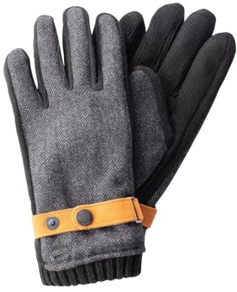 camel active Herren Material-Mix Handschuh Fäustlinge, Schwarz, L