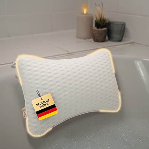 Vybelle ® Badewannenkissen Klein atmungsaktiver 4D Air Mesh [perfekte ergonomische Passform] Badekissen für Badewanne Entspannung von Nacken und Rücken – inkl. extra Tragetasche – Bath tub Pillow