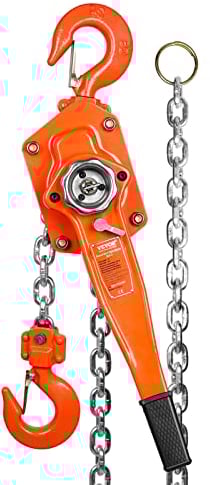 VEVOR Polipasto Manual de Cadena de Palanca Elevación de 5,8 m Polipasto de Trinquete de Acero Capacidad de 3 T Polipasto de Palanca Gancho de Rotación de 360° con Freno de Doble Trinquete para Garaje