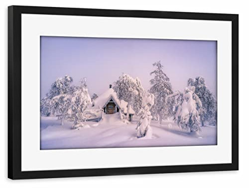 artboxONE Poster mit Rahmen schwarz 75x50 cm Väterchen Frosts Hütte von Andre Wandrei - gerahmtes Poster