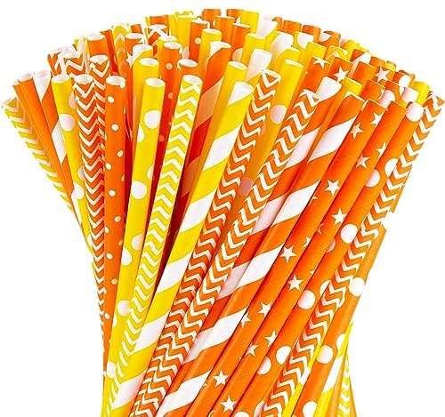 HAKACC Papier Strohhalme, 120 Stück Herbst Strohhalme Biologisch Abbaubare Bunte Trinkhalme Einweg Nachhaltige Strohhalme für Erntedank Halloween Partys Hochzeiten Geburgstag Weihnachten