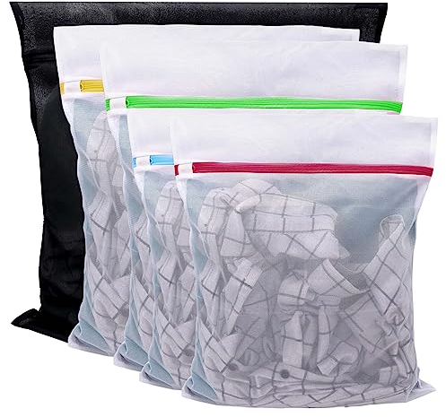 Dailyfe Sacs à linge Filet à linge pour machine à laver,Lot de 5 Laundry Bag pour articles délicats,soutien-gorge,chemisier,sous-vêtements,chaussures,vêtements de bébé,etc, Fermeture éclair