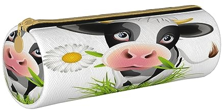 Leder-Federmäppchen, niedliches Yoga-Avocado-Schreibwaren-Federmäppchen, Make-up-Tasche, tragbare Büro-Schreibwarentasche für Teenager, Mädchen, Erwachsene, Süße Kuh, Leather Pencil Case, Beauty Case