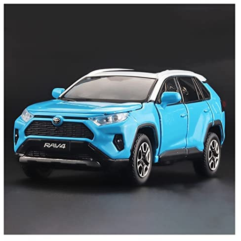 Motorfahrzeuge Replika Auto 1:32 für toyota rav4 suv legierung simulation auto modell diecast spielzeug fahrzeug stoßdämpfer sound und licht geschenk Originalgetreue Nachbildung ( Color : Blue )