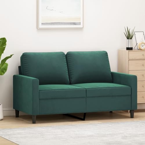 Gecheer 2 Sitzer Sofa Couch Gästesofa Schlafsofa Sofabett Bettsofa für Wohnzimmer/Wohnung/Büro Dunkelgrün 120 cm Samt
