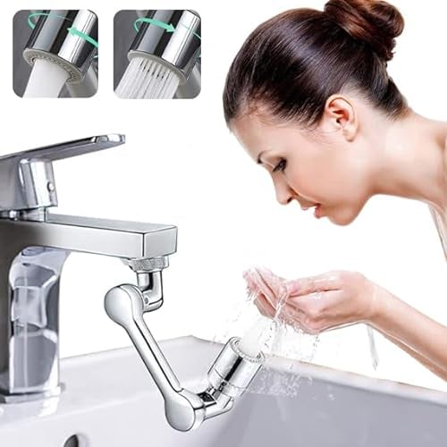 Drehbarer Multifunktionaler Verlängerungshahn, Wasserhahn Aufsatz Einstellbarer Perlator für Küche Bad, 1440° Wasserhahn Verlängerung mit Perlatoren (1 Stücke)