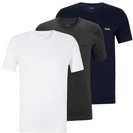 BOSS Herren Classic T-Shirts Kurzarm Shirts Pure Cotton Crew-Neck 3er Pack, Farbe:Mehrfarbig, Artikel:-961 Navy/White/Anthracite, Größe:S