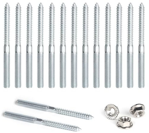 DBREAKS Lot de 15 vis à double tête Torx - M8 x 80 mm - Vis à double filetage - Vis de chevilles double face avec écrous à dents de blocage - Filetage à goupille de vis - Double filetage galvanisé