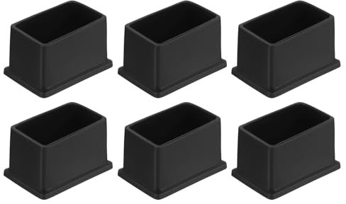 QUARKZMAN 6Pcs Embouts de Pieds de Chaise Carrés en PVC, 50mm x 30mm OD, Noirs, pour Protéger Les Pieds de Meubles de Table, Les Couvercles de Pieds de Chaise, Les Protecteurs de Sol
