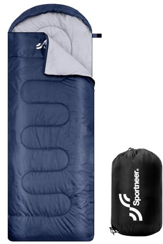 Sportneer Schlafsack Outdoor - Schlafsack Erwachsene und Kinder Schlafsack Winter für Camping Sleeping Bag 3-4 Jahreszeiten Kleines Tragbar Warm Deckenschlafsack (Dunkelblau, 220x75cm)