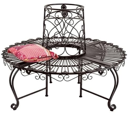 DanDiBo 96591 Banc d'arbre rond en métal résistant aux intempéries Marron Ø 135 cm