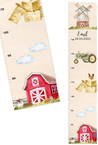 Bärenfreunde Kinder Messlatte personalisiert, Messleiste Holz, Mädchen | Kindermesslatte, Wachstum Maßband, Wand Größentabelle, Jungen, Baby Geschenk Geburt, Taufgeschenk mit Name, Zimmerdeko