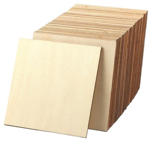 YXYFA Lot de 5 pièces de carrés en Bois Brut, tranches de Bois Vierges Naturelles de 12 cm, Carreaux découpés carrés for sous-Verres de Tasses artisanaux