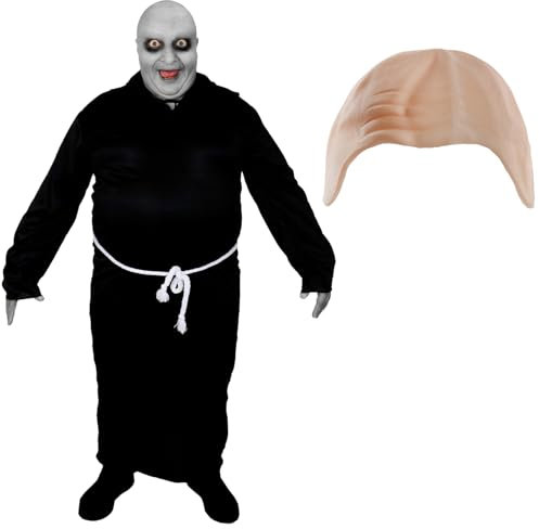 LOVETRENDS Mens Halloween Costume - XXX-Large - Black Robe, Nude Bald Cap and Facepaint - Mens Trick or Treat Halloween Fancy Dress Costume