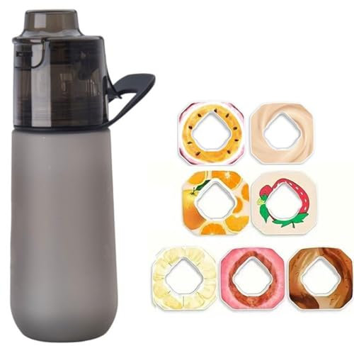 750ml Trinkflasche mit Geschmack Air Wasserflasche mit Geschmack Zuckerfrei Auslaufsicher BPA Frei mit 7 Geschmack Pods Trinkflasche mit Duft Set (F)