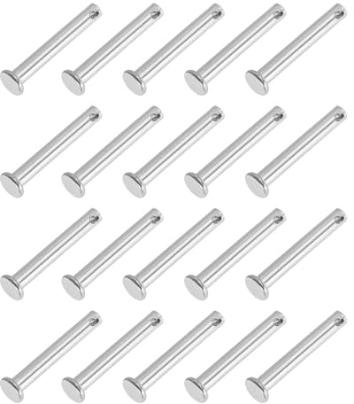 PATIKIL 20 Stück 35mm Lange Steckbolzen 5mm Durch. Flachkopf Edelstahl Bolzen mit Loch 2mm Durch. Einlocher Sicherungsbolzen für Industrie Maschinenbau Anhänger Scharnier Möbel, Silber