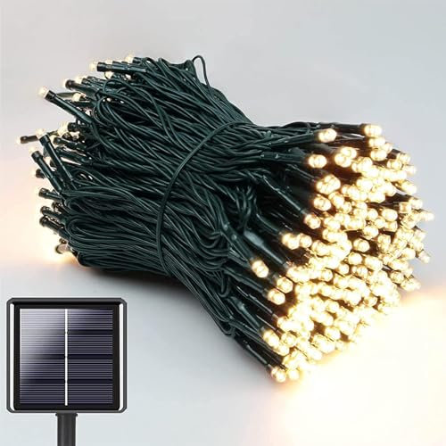 NEXVIN Solar Lichterkette Aussen 20M 200 LED, Lichterkette Außen Solar Wetterfest, 8 Modi Solar Lichterkette Warmweiß, Lichterkette Solar für Outdoor Garten Party Balkon Hof Hochzeit Weihnachten Deko