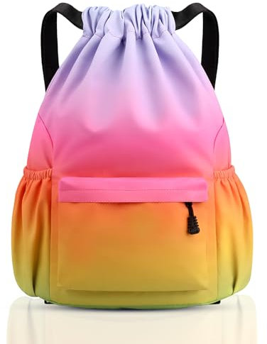 Fadeeg Sportbeutel, Sportrucksack Kinder, Turnbeutel Damen Und Jungen, Turnbeutel Mit Kordelzug Beutel Rucksack Für Regule, Fitnessstudio, Sport, Reisen, Regeimmen-Regenbogenfarben