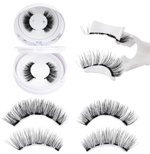 LZM Ciglia Finte Magnetiche Naturali 2pairs Nessuna Colla Richiesta Occhio di Gatto Ciglia Finte Magnetiche Con Applicatore Magnetic Eyelashes Natural Look (01)