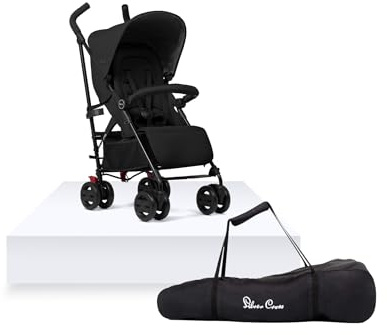 Silver Cross Pop 2 Stroller & Travel Bag, Birth to 22kg, Space | Ready For Anything, Umbrella Fold Stroller With Carry Handle & Travel Bag, Oversized Lie-Flat Seat with Room for Growth