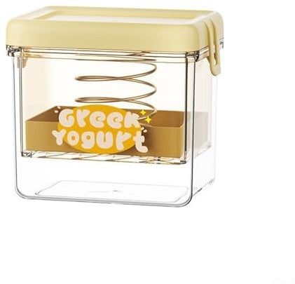 Zeroupshop Creamy Strainer Self Made Pressure Filtration, Multi Yoghurt Strainer With Lid, Cheese Yogurt Maker For Making Thick Greek Yogurt Soybean(Rectangle Yellow)