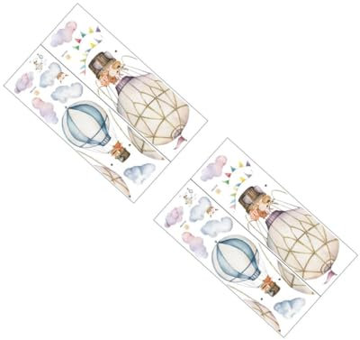 Toyvian 2blätter Cartoon Tier Wandaufkleber Für Kinderzimmer Wasserfarbige Heißluftballon Wandtattoos Abnehmbarer Für Oberflächen Süße Tiermotive Für Mädchen Und Jungen