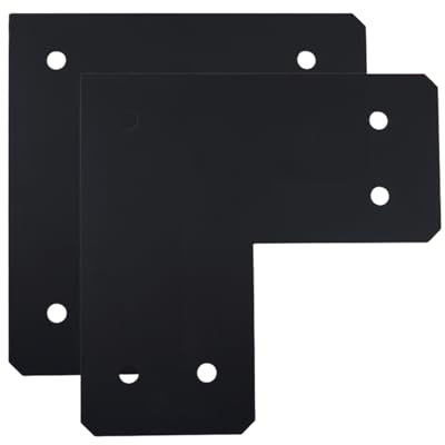 LC LICTOP 10.5 Inch L Shape Flat Bracket, Black Powder Coated Iron Mending Plate, Heavy Duty Right Angle Connector for Wood Posts, Pergola, Truss Framing, Furniture Repair and House Construction, 2Pcs
