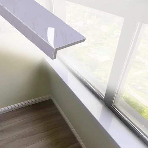 HDZNDH Protezione per davanzale di Finestra,Moderna Copertura per davanzale della Finestra in Acrilico,Piastra di Protezione per Bordi di finestre di veran(Bianco con Motivo Marmo)