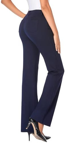 Generisch Anzughose Damen High Waist Schlaghose Weites Bein Lange Hose Kurzgrößen Stretch Damenhosen Elegant Einfarbig Freizeithose Work Business Casual Dress Pants Petite Für Büro Business Alltag