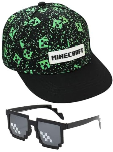 Micraft Baseballmütze Für Kinder,2PCS Baseballkappe und Sonnenbrille,Cartoon Baseballmütze,Outdoor Sports Baseballmütze,Sonnenhut Verstellbar Für Jungen Teenager