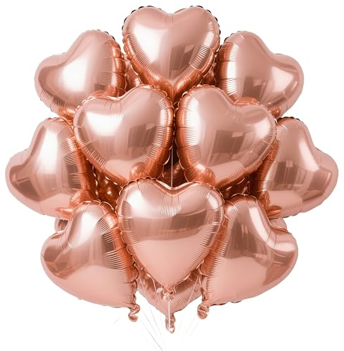 EWODEIEW Ballons en forme de cœur en feuille, Ballons en hélium en forme de cœur de 18 pouces,Ballons en forme de cœur rouge or,Ballons en forme de cœur pour mariage en forme de cœur en feuille