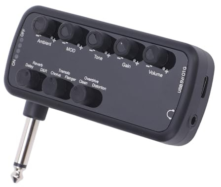Alomejor Elektriska Gitarr Hörlurarförstärkare Gitarrförstärkare Hörlurar Gitarr Hörlurar Amp med Kör Tremolo Flänsande Fördröjning Reverb för Akustisk överdrivförvrängning Otg Inspelning USB