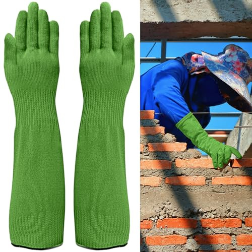 VLYX Schutz-Handschuhe, lange Gartenhandschuhe, dornenfest, Level A2 schnittfest mit langen Ärmeln, für Gartenarbeit, Küchenarbeit, leichte Aufgaben, geeignet für Damen und Herren, 45 cm - Orange