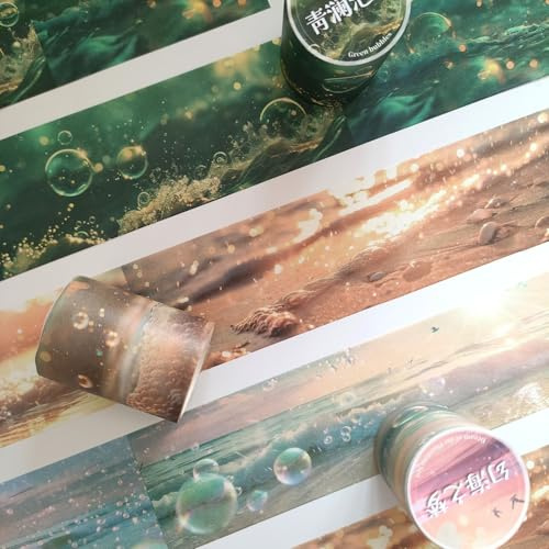 Arpaper 3 Rolls Scrapbook Stickers Washi Tape Sticker Zubehör,Ocean Bubbles Thema Für Journaling,Fotoalbum,Computer Und Scrapbooking(Oceans 1)
