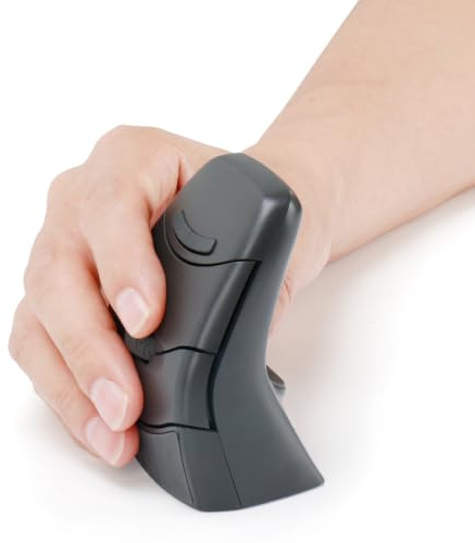 DXT Ambidextrous Vertical Ergonomic Mouse, Bluetooth/2.4G Dual Mode, Grey | Soundless, Wireless, Rechargeable, Precision grip, Left & right hand use, Relieves strain, RSI & carpal tunnel prevention