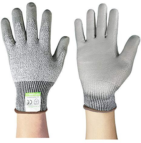 Schnittfest Handschuhe Full Größen - CE EN388 Zertifiziert, Schutzbekleidung Level 5 Schutz, Anti-Slash Sicherheit Handschuhe für Küche, Garten und Baustelle, Größe S/M/L/XL, 10(XL)
