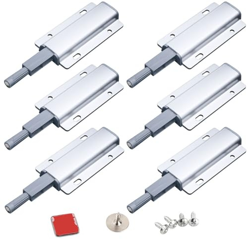 YUOIP® Push to Open Door Catches Cabinet Push Latch with Aluminum Alloy Body, 6 Pack