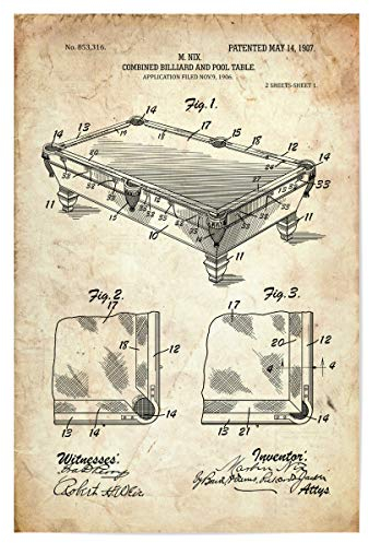 artboxONE Poster 30x20 cm Sport Billardtisch Patent (Antik) - Bild Billard billardtisch Blaupause