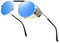 RONSOU Steampunk Stil Rund Vintage Sonnenbrillen Retro Brillen UV400 Schutz Metall Rahmen silber rahmen/blau linse