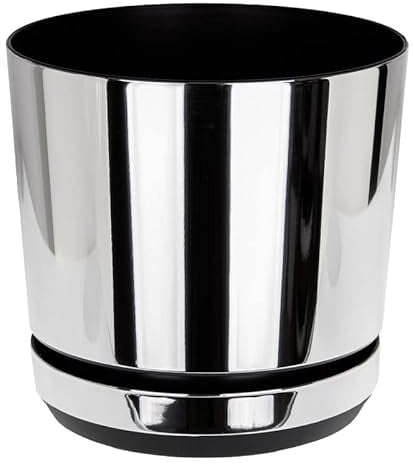 KORAD Mirror Indoor Plant Pots with Drainage Holes and Matching Saucer, Round, Modern and Decorative Flowerpot for All Houseplants, 6 sizes, 25 colours (14 cm)