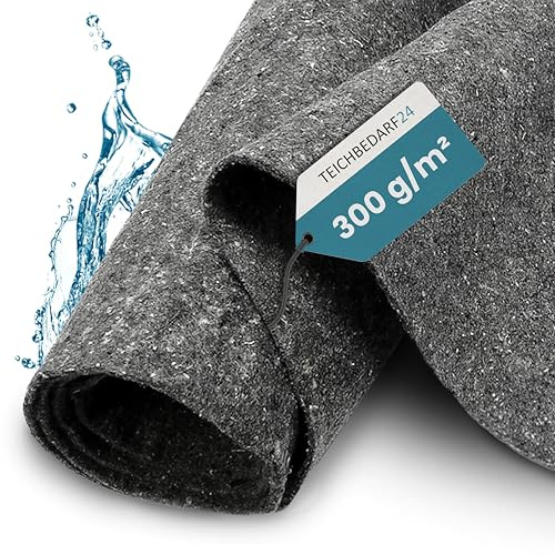 TeichVision – Teichvlies 300g - Vlies für Teich & Pool 15 m x 2 m | Schutzvlies als Poolunterlage - Bodenvlies Pool in grau